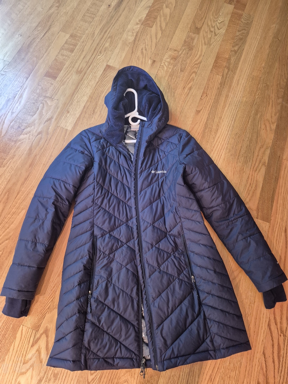Columbia Women's Heavenly Navy Quilted Hooded Coat L